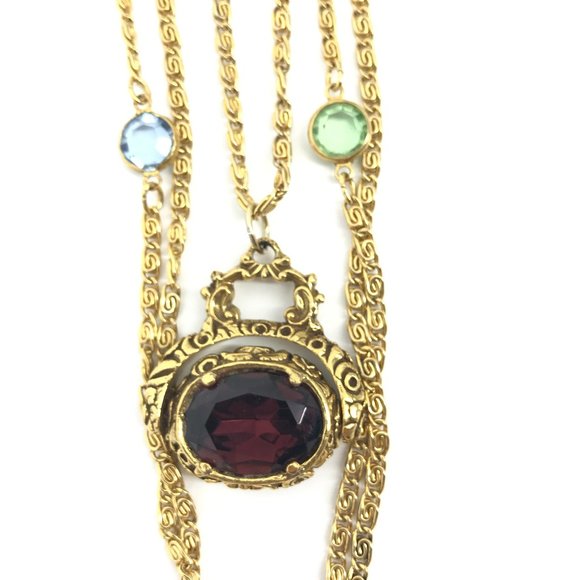 Goldette Vintage Signed 3 Strand Spinner Necklace - Picture 3 of 9